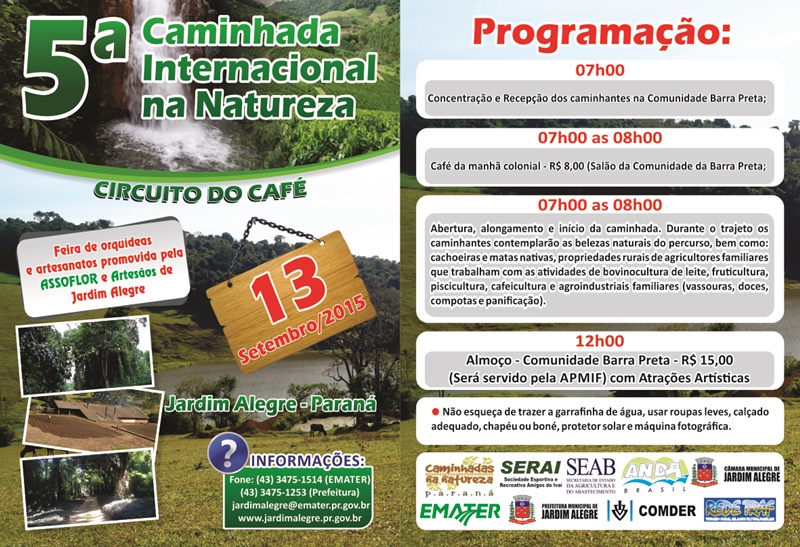 5ª Caminhada Internacional na Natureza em Jardim Alegre –  Circuito do Café